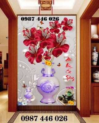 Gạch 3d tranh bình hoa lục bình HP0382