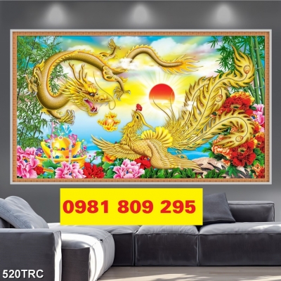 Tranh gạch rồng bay phượng múa 3d Hn888