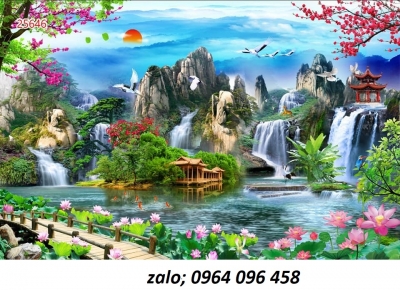 Tranh phong cảnh đồng quê - tranh gạch 3d - 0533XV
