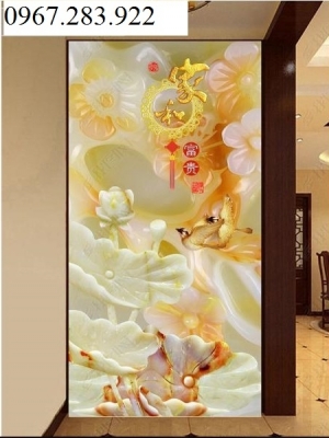 Tranh gạch- Tranh hoa 3D khổ dọc
