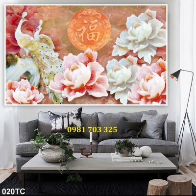 Tranh gạch chim công đẹp