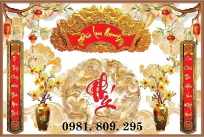 Tranh 3d phòng thờ , gạch tranh câu đối phòng thờ