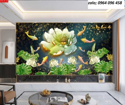 Tranh gạch 3d phong thủy cá chép - KDC433