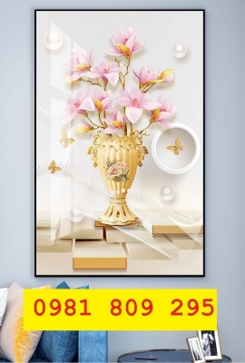 Gạch 3d bình hoa trang trí