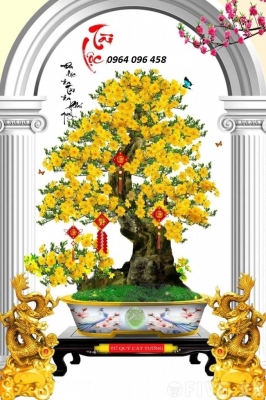 Tranh gạch cây mai - tranh gạch 3d cây mai - NXV67