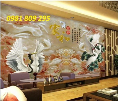 gạch tranh 3d chim hạc