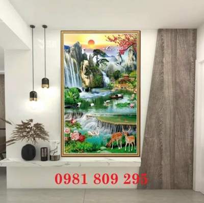 Tranh gạch phong cảnh , tranh đứng HDS939