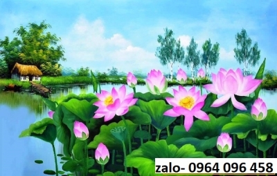 Tranh hoa sen 3d - tranh gạch 3d hoa sen - SDX43