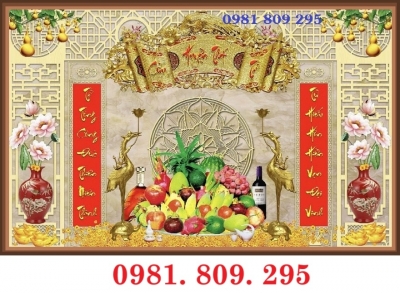 Tranh gạch chữ cửu huyền thất tổ , gạch tranh 3d phòng thờ