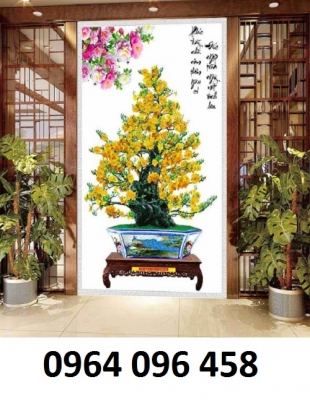 gạch tranh hoa mai vàng 3d - AM66