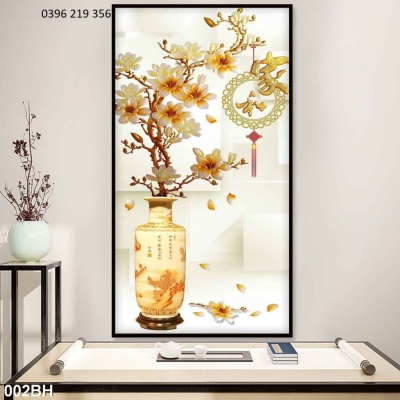 Tranh gạch men 3d ốp bình hoa cổ