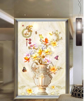 Gạch tranh bình hoa ốp tường