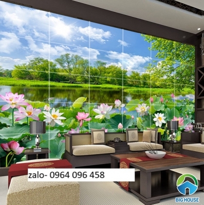 Tranh gạch ốp tường hoa sen 3d - 766CV