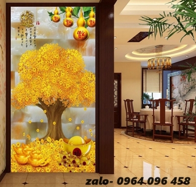Tranh gạch cây tiền vàng 3d - 96CBN