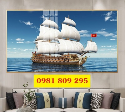Tranh gạch 3d thuyền buồm