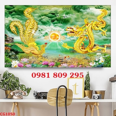 Tranh 3d rồng vàng , gạch tranh 3d ốp tường J0943