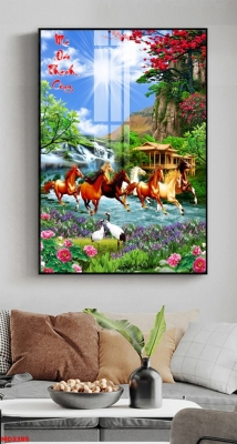 Tranh gạch phong thủy bát mã khổ đứng