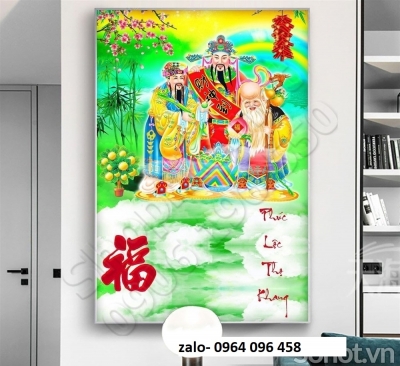 Gạch tranh 3d ốp tường phúc lộc thọ - XC42
