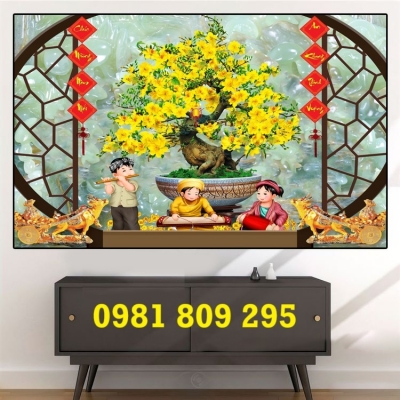 Tranh gạch men 3d hoa mai