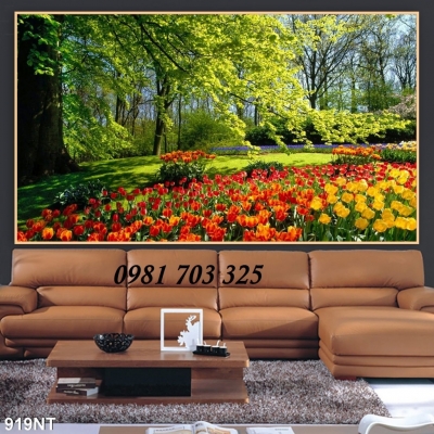 Tranh gạch phong cảnh vườn hoa