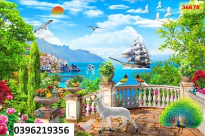 Tranh gạch sơn thủy treo tường