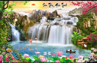 Tranh gạch phong cảnh thác nước