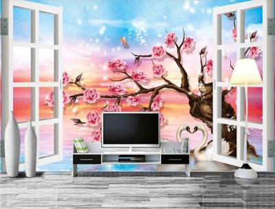Tranh gạch 3d ốp tường tranh cửa sổ - 654CVB