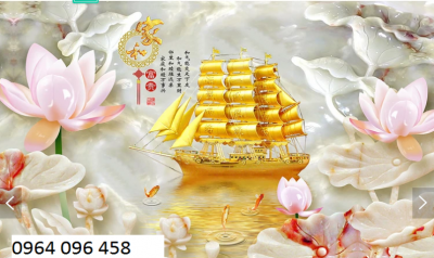 Tranh gạch 3d phong thủy thuyền buồm - 433SB