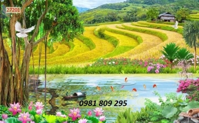 gạch tranh 3d treo tường mẫu thác nước