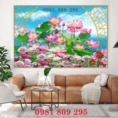 Tranh 3d , gạch tranh hoa sen 3d