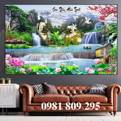Tranh 3d thác nước - gạch tranh 3d trang trí
