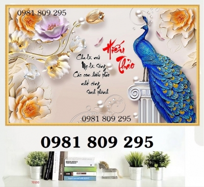 Tranh đôi chim công- gạch tranh