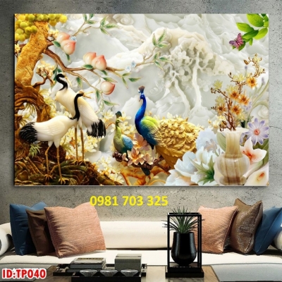 tranh 3D tùng hạc, gạch tranh