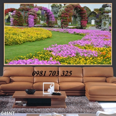 tranh 3D phong cảnh vườn hoa trang trí