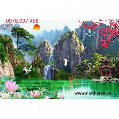 Gạch tranh 3D phòng khách đẹp