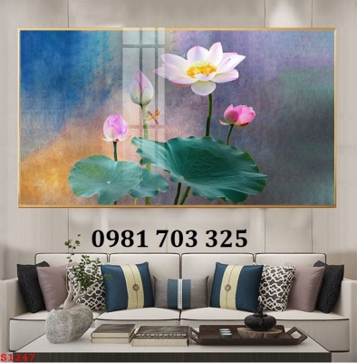 Tranh gạch 3d hoa sen phong thủy