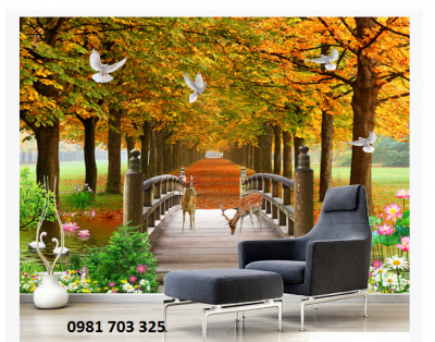 Tranh gạch phong cảnh mua thu