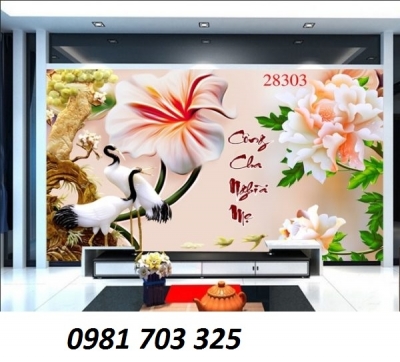 tranh 3D tùng hạc, gạch tranh trang trí
