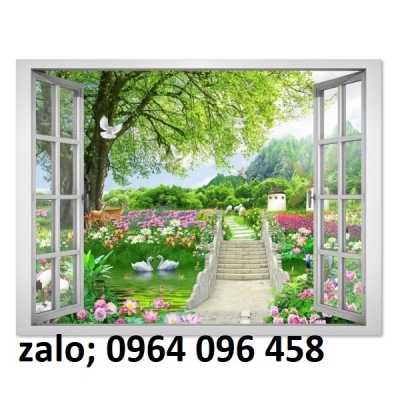 Tranh gạch 3d ốp tường tranh cửa sổ - CVX54
