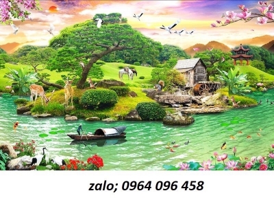 Tranh gạch 3d phong cảnh đồng quê - TVBBN8