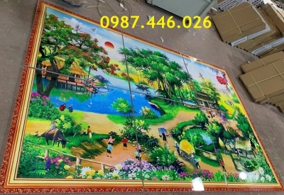 Tranh gạch men làng quê HP7822