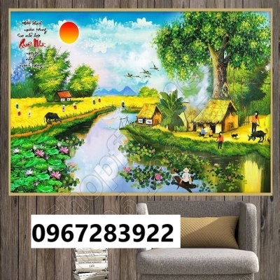 Tranh gạch đẹp 3d cảnh làng quê