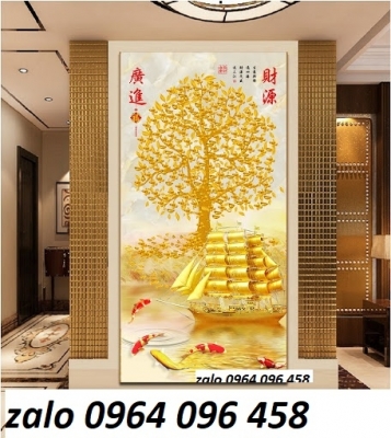 Tranh cây tiền vàng tranh gạch 3d ốp tường - GSX22