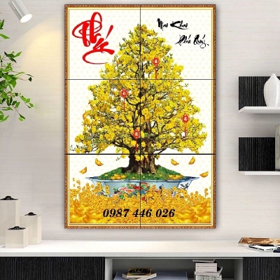 Gạch tranh hoa mai vàng HP8022