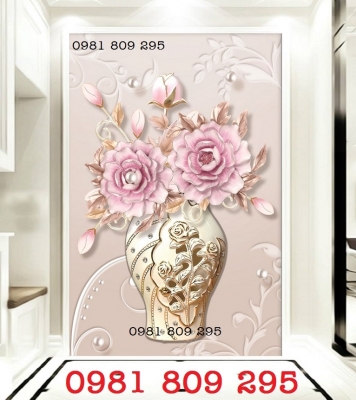 Gạch 3d bình hoa trang trí