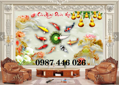 Tranh gach men cá chép vàng HP88293