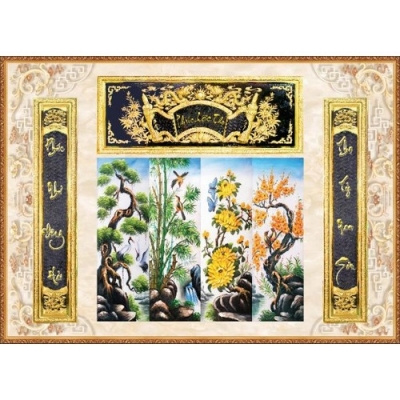 Tranh gạch 3d câu đối phòng thờ - HH5