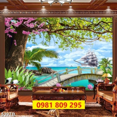 Gạch ốp tường 3d thuyền buồm