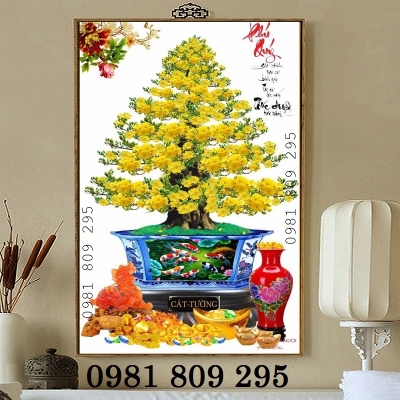 Tranh gạch cây mai vàng ốp tường HGS9