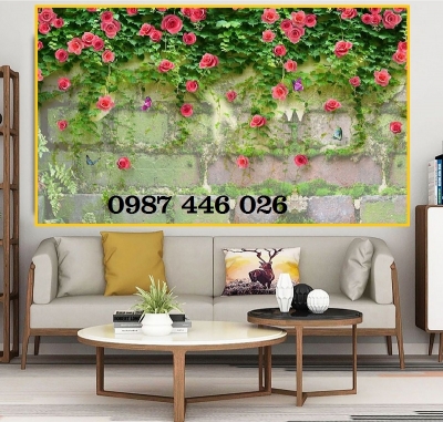 Tranh gach men giàn hoa hồng leo HP9723